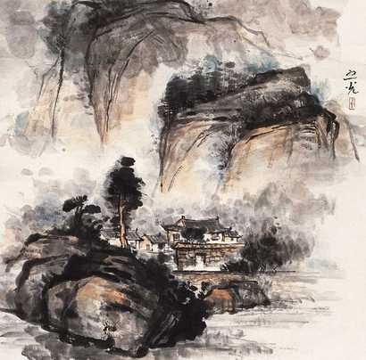 谢之光 山水  镜心